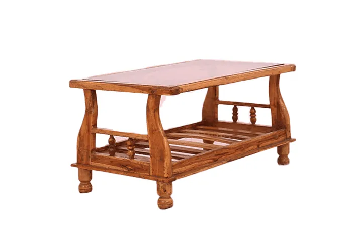 VIVDeal Glass Teak Center Table 3